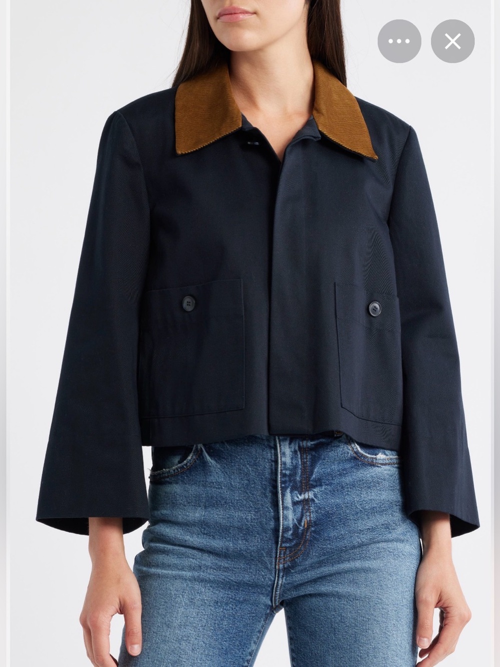 FRAME Corduroy Collar Crop Jacket